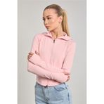 BARRELS AND OIL Kadın Parmak Geçmeli Fermuarlı Sweatshirt - Toz Pembe