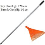 Bartech Plastik Tırmık 50 cm Saplı 22 Diş Çim Ot Fındık Toplama - Gri