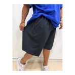 Bas Body FitnessWear Lacivert Büyük Beden %100 Pamuk Kapri Şort Çift Derin Cepli