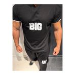 Bas Body FitnessWear Siyah Big -10 Sırt Baskılı V Yaka Lastikli Kol Oversize %100 Pamuk Kısa Kol Tişört