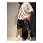 Bas Body FitnessWear Siyah Düz Baskısız Büyük Beden Deniz Şortu Esnek Bel Ve İpli