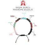 Başak Burcu Taşlarından Oluşan Doğal Taş Makrome Bileklik 6 Mm Küre Kesim - Burç Bilekliği
