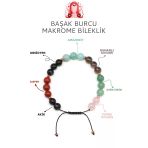 Başak Burcu Taşlarından Oluşan Doğal Taş Makrome Bileklik 8 Mm Küre Kesim - Burç Bilekliği
