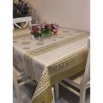 Başak Ev Tekstili Elyaflı Pvc Muşamba - Desenli Silinebilir Masa Örtüsü - Altın - 140 x 200 cm