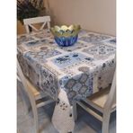 Başak Ev Tekstili Elyaflı Pvc Muşamba - Desenli Silinebilir Masa Örtüsü - Mavi - 130 x 150 cm