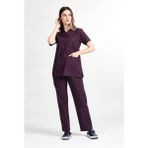 Başak Kadın Zarfyaka Murdum Doktor Hemşire Forması Takımı (Alpaka Kumaş) May-2801 - 44 - Mürdüm