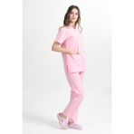 Başak Kadın Zarfyaka Pembe Doktor Hemşire Forması Takımı (Alpaka Kumaş) May-2801 - 42