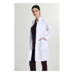 Başak Önlük Kadın Uzun Hakim Yaka Doktor Hemşire Öğretmen Önlüğü Beyaz