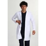 Başak Uzun Erkek Gömlek Yaka Doktor Hemşire Veteriner Öğretmen Önlüğü (Hmt-8401) - Beyaz