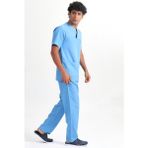 Başak Zarfyaka Mavi Erkek Doktor Hemşire Veteriner Forması Takım Alpaka Kumaş (Aky-5701) - XS