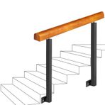 Basamak Küpeşte 1 2 3 4 5 Basamaklı Merdiven için Uygun Masif Ahşap Küpeşte İç Mekan Dış Mekan Basamaklar Merdiven Korkulukları için, 2 Ferforje Ayarlanabilir Direk - Yan Montaj Kurulum kiti ile