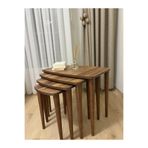 BAŞARAN CONCEPT Başaran Concept 4’lü Ultra Kaliteli Üst Kısmı Ceviz Mdf Zigon Sehpa