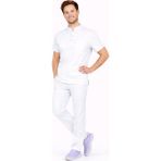 Başaran Uniforma Likralı Beyaz Erkek Premium Scrubs Takım - Doktor/Hemşire Kıyafetleri - 2XL