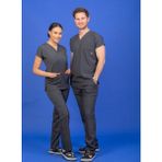 Başaran Uniforma Tek Üst Unisex Kalıp Antrasit Likralı Hemşire / Doktor Forması Scrubs - Doktor/Hemşire Kıyafetleri - XL