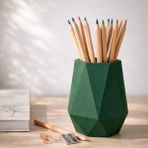 Basart Modern Geometrik Kalemlik - Dekoratif Masa Üstü Düzenleyici Ofis ve Okul Düzenleyici Organizer - Yeşil