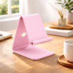 Basartstudio Geometrik Telefon Standı - 3D Tasarım Masaüstü Telefon Tutucu Kırmızı - Pembe