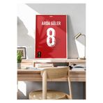 Base Concept Arda Güler 8 İmzalı Türkiye Milli Takım Dünya Kupası Forma Tasarımlı Poster Tablo (Ahşap Çerçeveli)