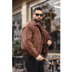 BASEL.CO Unisex Yeni Sezon Kahverengi Oversize Vintage Kadife Ceket