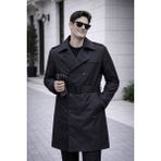 Baselco Erkek Modern Kalıp Trençkot - Kemerli, Çift Düğmeli, Zamansız Tasarım - 2XL