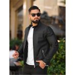 Baselco Erkek Siyah Premium Deri Ceket Slim Fit Suni Deri Polo Yaka Şık Tasarım - XL