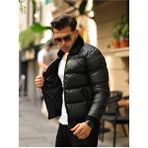 Baselco Erkek Siyah Şişme Deri Mont Slim Fit Günlük Kullanım İçin Rüzgar Geçirmez Özellikli - XL