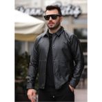 Baselco Erkek Slim Fit Fermuarlı Suni Deri Ceket Modern Tasarım ve Konfor 2XL - Siyah