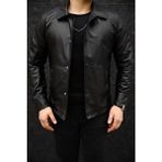 Baselco Erkek Slim Fit Siyah Çıt Çıtlı Suni Deri Ceket Uzun Kol Günlük Kullanım İçin Özel Tasarım - XL