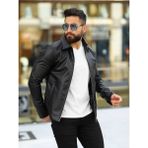Baselco Erkek Slim Fit Siyah Suni Deri Ceket Modern Tasarım ve Rahat Kullanım