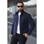Baselco Erkek Slim Fit Su Itici Teknik Kumaş Dik Yaka Hafif Ceket Lacivert Astarlı