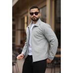 Baselco Ince Çizgili Kırışmaz Gofre Kumaş Mevsimlik Ceket - 2XL