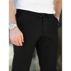 Baselco Kolay Ütülenebilir Slim Fit Kumaş Jogger Pantolon Erkek Düz Paça Pamuk - Elastan Siyah - 31