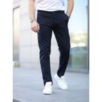 Baselco Slim Fit Chino Pantolon Erkek Günlük Kullanım İçin Desenli Pamuk - Elastan Kumaş - Lacivert - 30