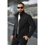 Baselco Su Itici Teknik Kumaş Dik Yaka Astarlı Hafif Ceket Erkek Slim Fit Suni Deri - 2XL - Siyah