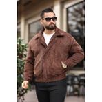 Baselco Unisex Yeni Sezon Kahverengi Oversize Vintage Kadife Ceket - 2XL