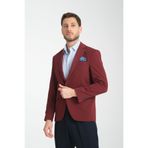 Baselna Erkek Bordo Esneyen Likralı Kumaşlı Tam Astarlı Slim Fit Mono Yaka Dar Kesim Blazer Ceket Bordo 62
