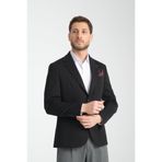 Baselna Erkek Siyah Esneyen Likralı Kumaşlı Tam Astarlı Slim Fit Mono Yaka Dar Kesim Blazer Ceket Siyah 60