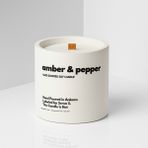 Basement : Amber & Pepper : Modern Beyaz Beton Mum (Amber, Karabiber, Tonka, Sedir) - 1 Adet