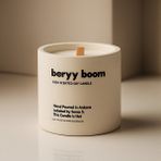 Basement : Berry Boom : Modern Beyaz Beton Mum (Böğürtlen, Kiraz, Peyoni Çiçeği, Karamel) - 1 Adet