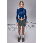 bases. Lacivert Fermuarlı Baskılı T-Shirt Hırka
