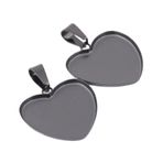 Bases pour pendentifs destinées à la fabrication d 100 adet Çok Renkli Paslanmaz Çelik 25mm Kalp Cabochon Tabanı Çerçeve Kolye Tepsileri DIY Takı(Black)