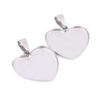 Bases pour pendentifs destinées à la fabrication d 100 adet Çok Renkli Paslanmaz Çelik 25mm Kalp Cabochon Tabanı Çerçeve Kolye Tepsileri DIY Takı(Plain steel)