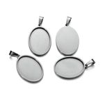 Bases pour pendentifs destinées à la fabrication d Paslanmaz Çelik Oval Kabaşon Kolye Boş 5 Adet DIY Takı Yapımı için Çoklu Boyutlar(13x18mm)