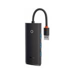 Baseus 0.25CM 5gbps Veri Aktarım 4 Portlu USB To USB 3.0 Dönüştürücü Çevirici Hub Tak Çalıştır - Siyah