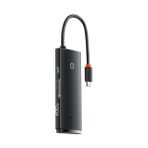 Baseus 20CM 100W 6 Port Type-C + Pd Çoğaltıcı Dönüştürücü Hub 5gbps Veri Aktarım 4K HDMI Type-C + Pd Hub Adaptör - Siyah