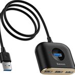 Baseus 4 in 1 Usb 3.0 + 3xUsb 2.0 Siyah Square Round Hub
