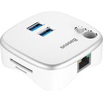 Baseus 4in1 Hub USB 3.0 RJ45 Tf Sd Kart Okuyucu Ethernet Girişli Kalem Yerli Notebook Adaptörü