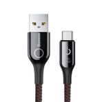 Baseus C Shaped, 3.0 A USB-A & USB-C Işık Göstergeli Şarj & Data Aktarım Kablosu, 1 Metre, Siyah, CATCD-01