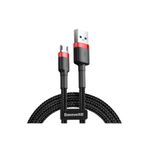 Baseus Cafule Micro Usb 1 Metre 2.4A Hızlı Şarj Halat Usb Kablo-Kırmızı-Siyah