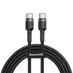 Baseus Cafule, Şarj & Data Aktarımı Kablosu, Gri - Siyah, 2 m, 3 A, 60 W, USB Type C & USB Type C, PD2.0, Flash/Hızlı Şarj