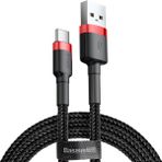 Baseus Cafule Serisi Usb to Type C 2 Amper Usb Uzun Hızlı Şarj Kablosu 2 Metre - Siyah